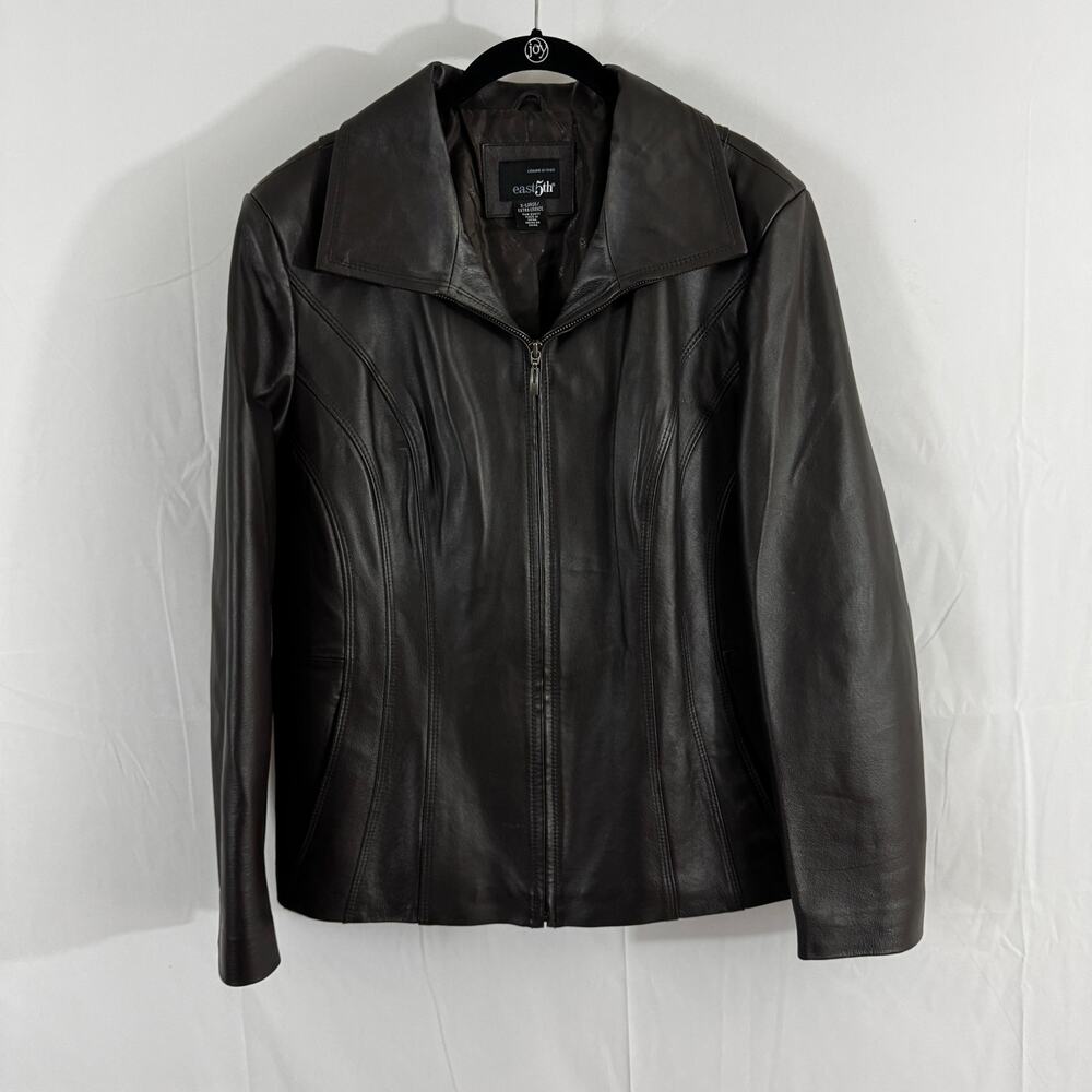 East 5th Genuine Leather Jacket Brown XL Retro Zip Front Women’s Coat